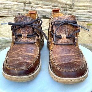 tony lama mens size 9.5 estancia tan leather lace up soft moc toe ankle boots